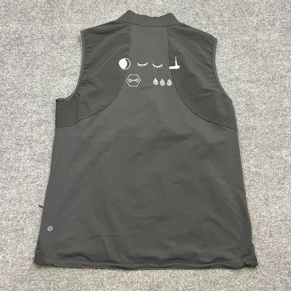 Lululemon Cold Terrain Vest Jacket Mens XL Gray Logo Mock Neck Pockets Full Zip - Picture 3 of 10